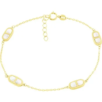 Náramek GEMMAX Zlatý řetízkový náramek s perletí motivu MS délka 17+2 cm – zlatý šperk ryzosti 585/1000 v Dárkovém balení s Certifikátem GLBYL-19-03879