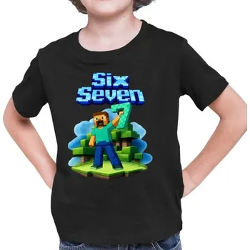 Žertovný předmět Steve 67 - Six Seven - dětské tričko s potiskem - inspirované Minecraft- Tričkový.cz