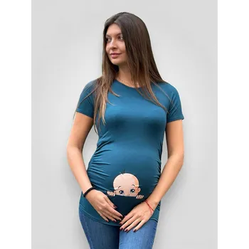 Mama L'amour Vtipné těhotenské tričko kluk petrolej Velikost: XL