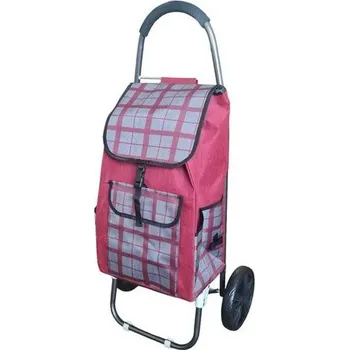 Nákupní taška taška s kol., KÁRO červené, (24kg) přední, boční kapsy, textil