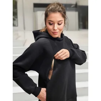 Těhotenská mikina Teplá těhotenská a kojicí mikina Warm-Mama 3v1 - černá, bavlněná Velikost: XL