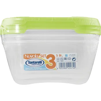 Dóza na potraviny Tontarelli Dóza na potraviny Nuvola čtvercová 1 l 3 ks zelená