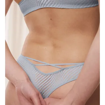 Dámské oblečení Triumph modré krajkové brazilky Harmony Spotlight High Leg Brazilian XS
