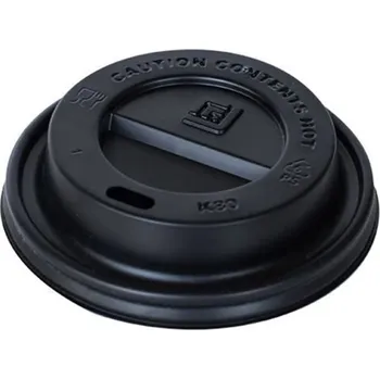 Jednorázové nádobí Víčko na kelímek pr.90mm plastový, černý