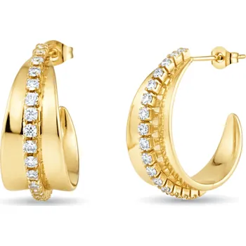 Náušnice Kruhové náušnice „Zářivá harmonie“ z pozlacené chirurgické oceli se zirkony č. 1831