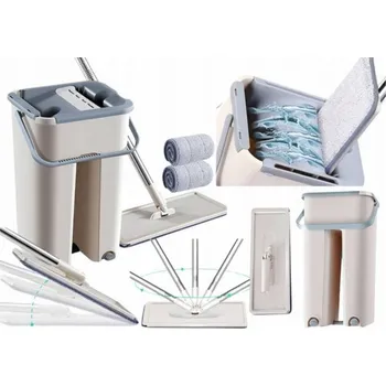 mop LeanToys Mop Squeeze s dvojitým kbelíkem a 2 mikrovláknovými náplněmi LEAN Toys