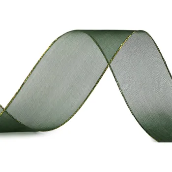 Stuha Monofilová stuha s lurexem šíře 40 mm Varianta: 315/1 zelená tmavá zlatá, Balení: 20 m