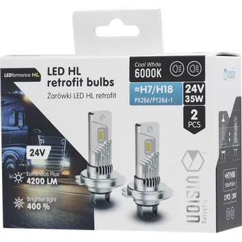 Autožárovka 2ks žárovka LED H7/H18 24V 35W 4200LM VISION