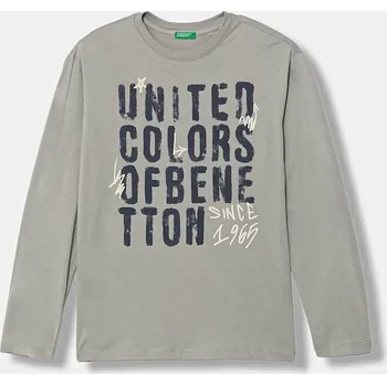 Dětské bavlněné tričko s dlouhým rukávem United Colors of Benetton 3ATNC10QU.G.Seasonal šedá 09X, vel. 160