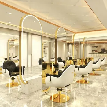 Zrcadlo Konzola konsoleta kadeřnická barberská kosmetická zrcadlo LED hliníkový rám 200x80 PRO oboustranné 1-MR2-YJS20080-3-05