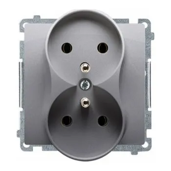 Elektrická zásuvka Kontakt-Simon Basic dvojzásuvka w/u 16A, 250 V nerez (BMGZ2Mz.01/21)