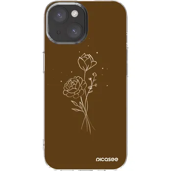 Pouzdro na mobilní telefon Picasee silikonový průhledný obal pro Apple iPhone 15 - Brown flowers