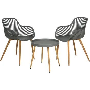 Zahradní sestava BALKONOVÝ NÁBYTEK SET STŮL A 2 ŽIDLE ŠEDÁ NEPLATÍ