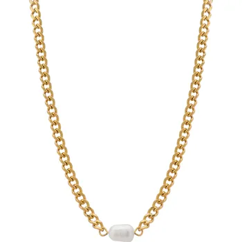 Módní doplněk Troli Elegantní pozlacený náhrdelník se sladkovodní perlou VAAXP539 + 2 měsíce na vrácení zboží