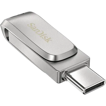 USB flash disk SanDisk Ultra Dual Drive Luxe/128GB/USB 3.1/USB-A + USB-C/Stříbrná