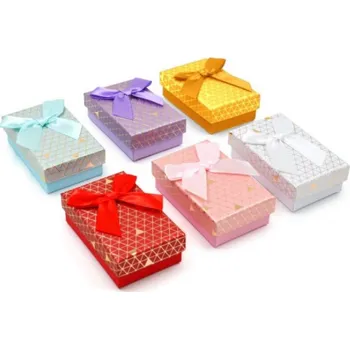 Dárková krabička Dárková krabička na šperky, malá se zlatou mřížkou - rozměr 7x9x3 cm - Modrá