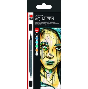 Marabu Aqua pen Graphix 6 ks sada Metropolitan