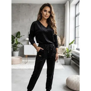 Luxusní dámská velurová souprava černá , VELIKOST UNI ( S, M , L )