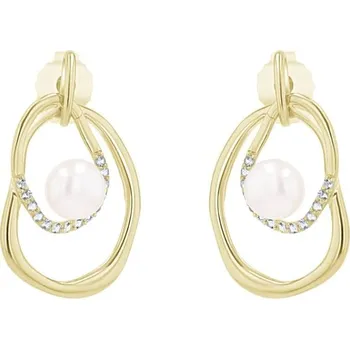 Šperk Stříbrné perlové náušnice s bílými topazy Frina