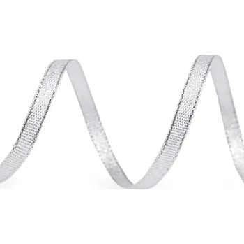 Stuha Brokátová stuha s lurexem šíře 6 mm, velké, 1 stříbrná