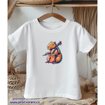 Dětská móda Trička s potiskem Tričko s potiskem, dětské, KAPYBARA hrající na housle, 1 ks zvolte VELIKOST textilu ZDE:: 11/12 let Beagle