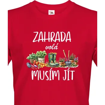 Pánské tričko Pánské tričko Zahrada volá, Barva Červená, Velikost XS, Canvas Pánské tričko s krátkým rukávem Bezvatriko.cz 2984