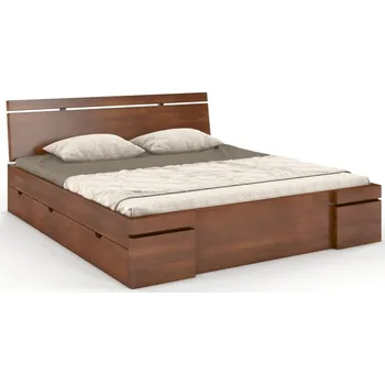 Postel Dřevěná postel buková 140 se zásuvkami do ložnice Sparta maxi &amp; dr - Skandica Ořech 145.5x86 cm