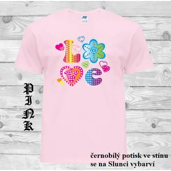 detske-bavlnene_tricko_uv_potisk_napis_LOVE Barva: Pink - růžová, velikost: 152