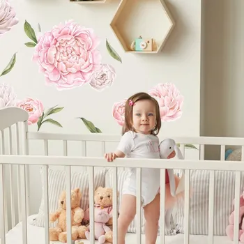 Samolepící dekorace Inspio Samolepky na zeď - Světle růžové pivoňky
