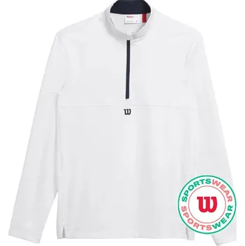 Pánské tričko Pánské tenisové tričko Wilson Elevate Performance 1/2 Zip - bright white Bílý (L)