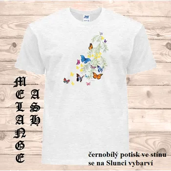 detske-bavlnene_tricko_uv_potisk_motylci Barva: Heather grey - vřesově šedá, velikost: 164