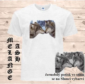 Chlapecké tričko detske-bavlnene-tricko-uv-potisk-hlava-vlci Barva: Heather grey - vřesově šedá, velikost: 104