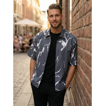 Pánské oblečení Pánská košile premium ALTISPORT VOJ/ALM052KOS01 ŠEDÁ M