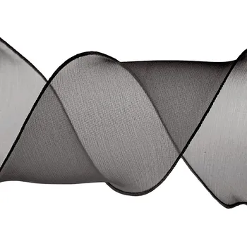 Stuha Organzová stuha s perleťovým leskem šíře 80 mm, střední, 9 černá