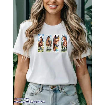 Dámské tričko Trička s potiskem Tričko s potiskem, KONĚ mix 2, 1 ks zvolte VELIKOST textilu ZDE:: M- velikost typ Beagle