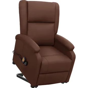 Masáž Zvedací masážní křeslo hnědé umělá kůže Hnědá329694