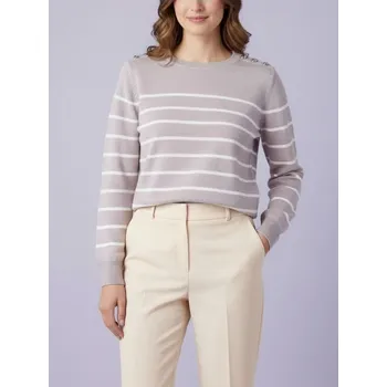 Dámská móda Sinsay - Pruhovaný svetr s ozdobnými knoflíky na ramenou - pastelová růžová - 064IJ-03P - 064IJ-03P-S