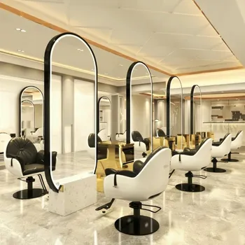 Zrcadlo Konzola konsoleta kadeřnická barberská kosmetická zrcadlo LED hliníkový rám 200x80 PRO oboustranné 1-MR2-YJS20080-3-01