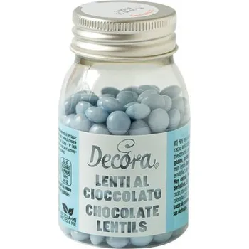 Jedlá dekorace na dort Decora čokoládové mini lentilky bledě modré (80 g)