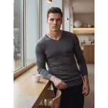 Pánský svetr hladký výstřih do V WX2220 Barva: Tmavě Šedá, Velikost: S