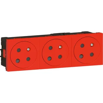 Elektrická zásuvka LEG MOSAIC 077153L ZÁSUVKA 3X2P+T 6M LINK ČERVENÁ