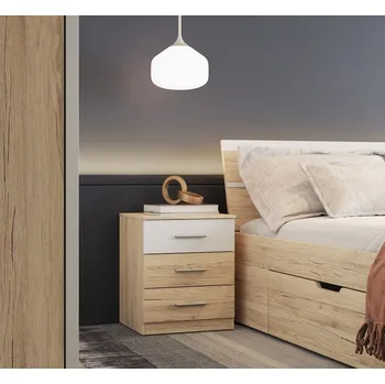 Noční stolek Noční stolek Beta se šuplíky - dub san remo světlý / bílá