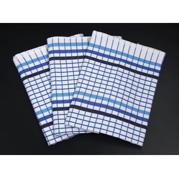 Utěrka Kuchyňské utěrky EGYPTSKÁ BAVLNA 14, modré káro/proužek, 3 kusy, 50x70cm