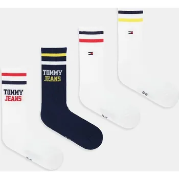 Pánské oblečení Ponožky Tommy Jeans 4-pack 701238221 bílá 00A, vel. 39/42