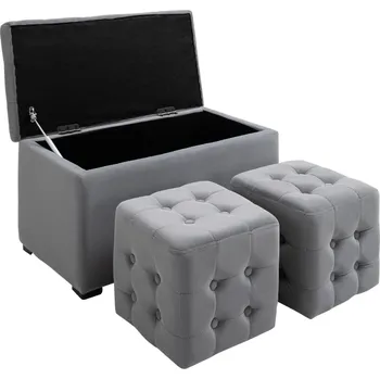 Taburet HOMCOM Lavice s úložným prostorem 2 x taburet, čalouněný sedák, skládací, do 130 kg, 75x40x42cm| Aosom