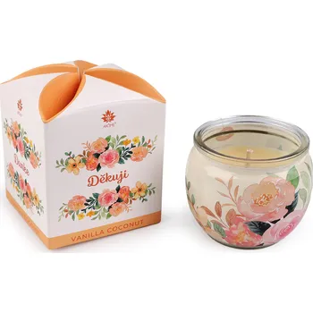 Svíčka Vonná svíčka ve skle 90 g, střední, 13 (Děkuji) béžová nejsv.