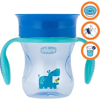 Kojenecká láhev CHICCO Hrneček Perfect 360 s držadly 200 ml modrý 12m+