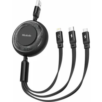 Datový kabel Kabel 3v1 z USB na USB-C / Lightning / Micro USB, Mcdodo CA-3570, 1,2 m (černý)
