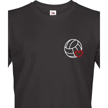 Pánské tričko Pánské tričko Volejbalový míč srdíčko, Barva Černá, Velikost 5XL, Canvas Pánské tričko s krátkým rukávem Bezvatriko.cz 3108