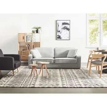 Pohovka 3místná pohovka světle šedá područky polštáře obývací pokoj Beliani